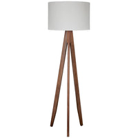 Megan 71 Inch Floor Lamp, White Drum Shade and Brown Wood Tripod Base - BM317473