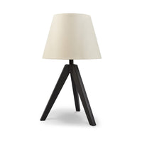 Hena 24 Inch Table Lamp, White Empire Fabric Shade, Black Wood Tripod Base - BM317474