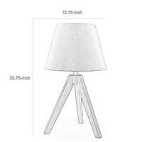 Hena 24 Inch Table Lamp, White Empire Fabric Shade, Black Wood Tripod Base - BM317474