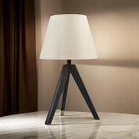 Hena 24 Inch Table Lamp, White Empire Fabric Shade, Black Wood Tripod Base - BM317474