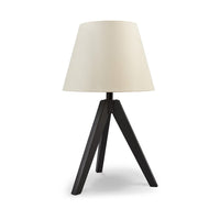 Hena 24 Inch Table Lamp, White Empire Fabric Shade, Black Wood Tripod Base - BM317474