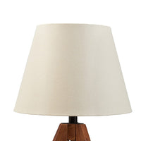 Hena 25 Inch Table Lamp, White Empire Fabric Shade, Brown Wood Tripod Base - BM317475