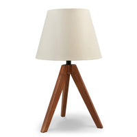 Hena 25 Inch Table Lamp, White Empire Fabric Shade, Brown Wood Tripod Base - BM317475