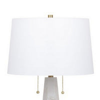 32 Inch Table Lamp, White Drum Shade, Double Pull Chain, Tapered Cone Base - BM317485