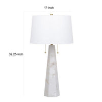 32 Inch Table Lamp, White Drum Shade, Double Pull Chain, Tapered Cone Base - BM317485