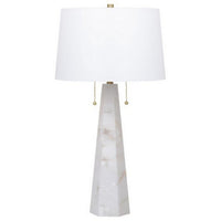 32 Inch Table Lamp, White Drum Shade, Double Pull Chain, Tapered Cone Base - BM317485