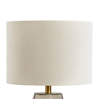 24 Inch Table Lamp, Hexagonal Textured Glass Base, Drum Shade, Gray - BM317490