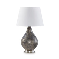 28 Inch Table Lamp, Tapered Gray Mercury Glass Urn Base, White Empire Shade - BM317494