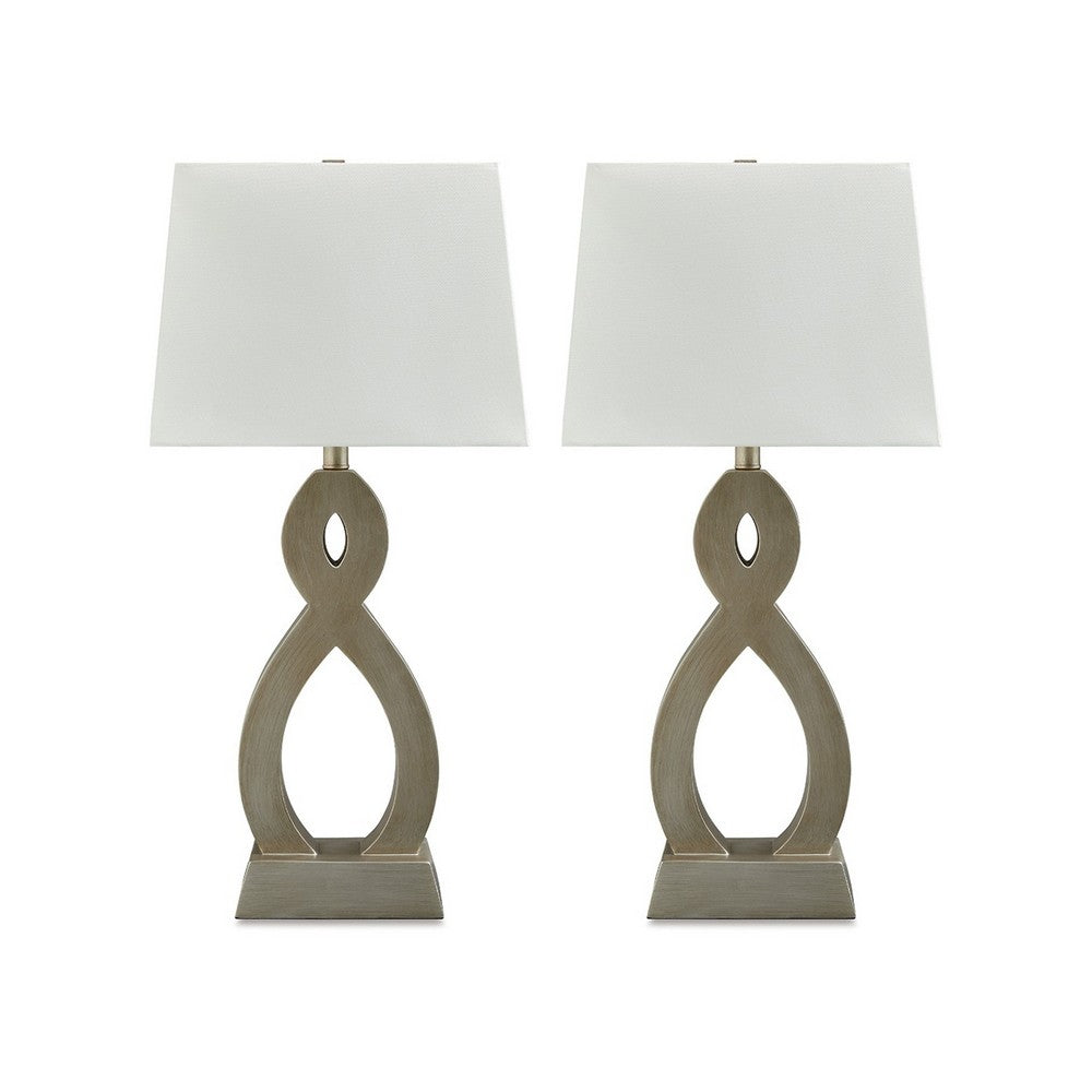 29 Inch Table Lamp Set of 2, Gold Sculptural Solid Base, Empire Hardback - BM317497