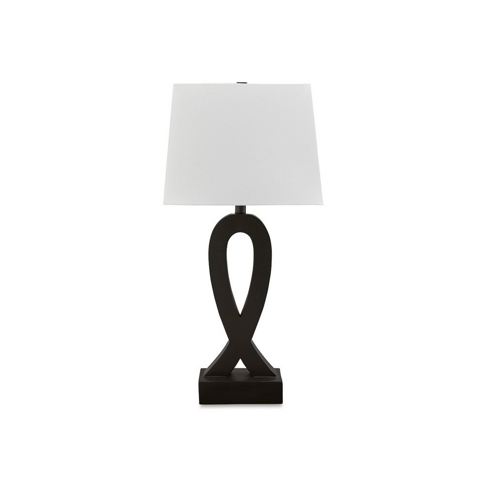 29 Inch Table Lamp Set of 2, Black Sculptural Solid Base, Empire Hardback - BM317498