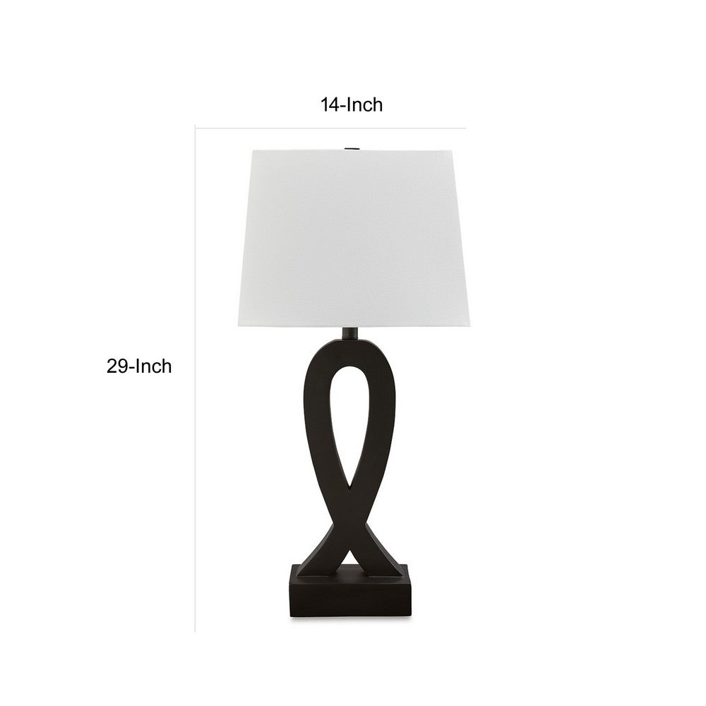 29 Inch Table Lamp Set of 2, Black Sculptural Solid Base, Empire Hardback - BM317498