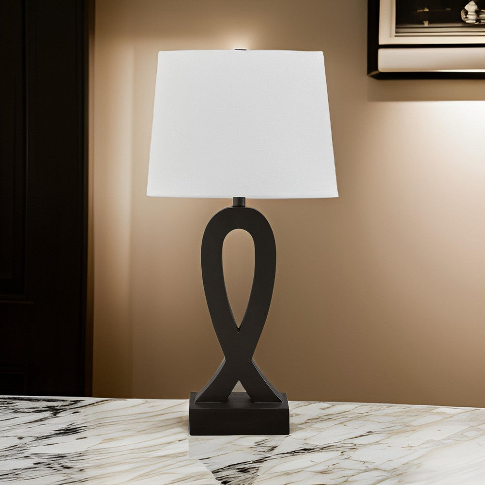 29 Inch Table Lamp Set of 2, Black Sculptural Solid Base, Empire Hardback - BM317498