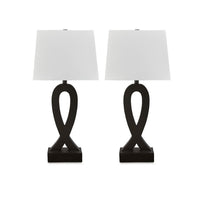 29 Inch Table Lamp Set of 2, Black Sculptural Solid Base, Empire Hardback - BM317498