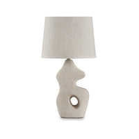 26 Inch Table Lamp Set of 2, Beige Sculptural Base, Empire Fabric Shade - BM317501