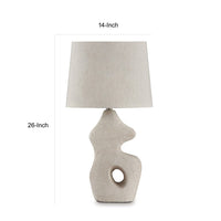 26 Inch Table Lamp Set of 2, Beige Sculptural Base, Empire Fabric Shade - BM317501