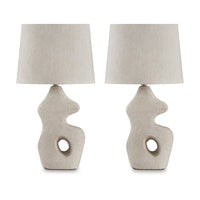 26 Inch Table Lamp Set of 2, Beige Sculptural Base, Empire Fabric Shade - BM317501