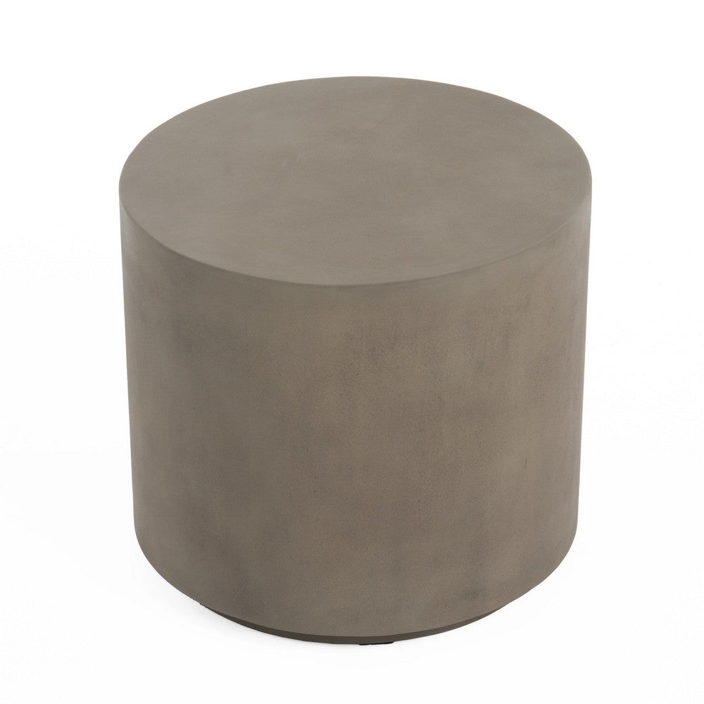 20 Inch Side End Table, Fiber Reinforced Gray Concrete, Modern Round  - BM317503