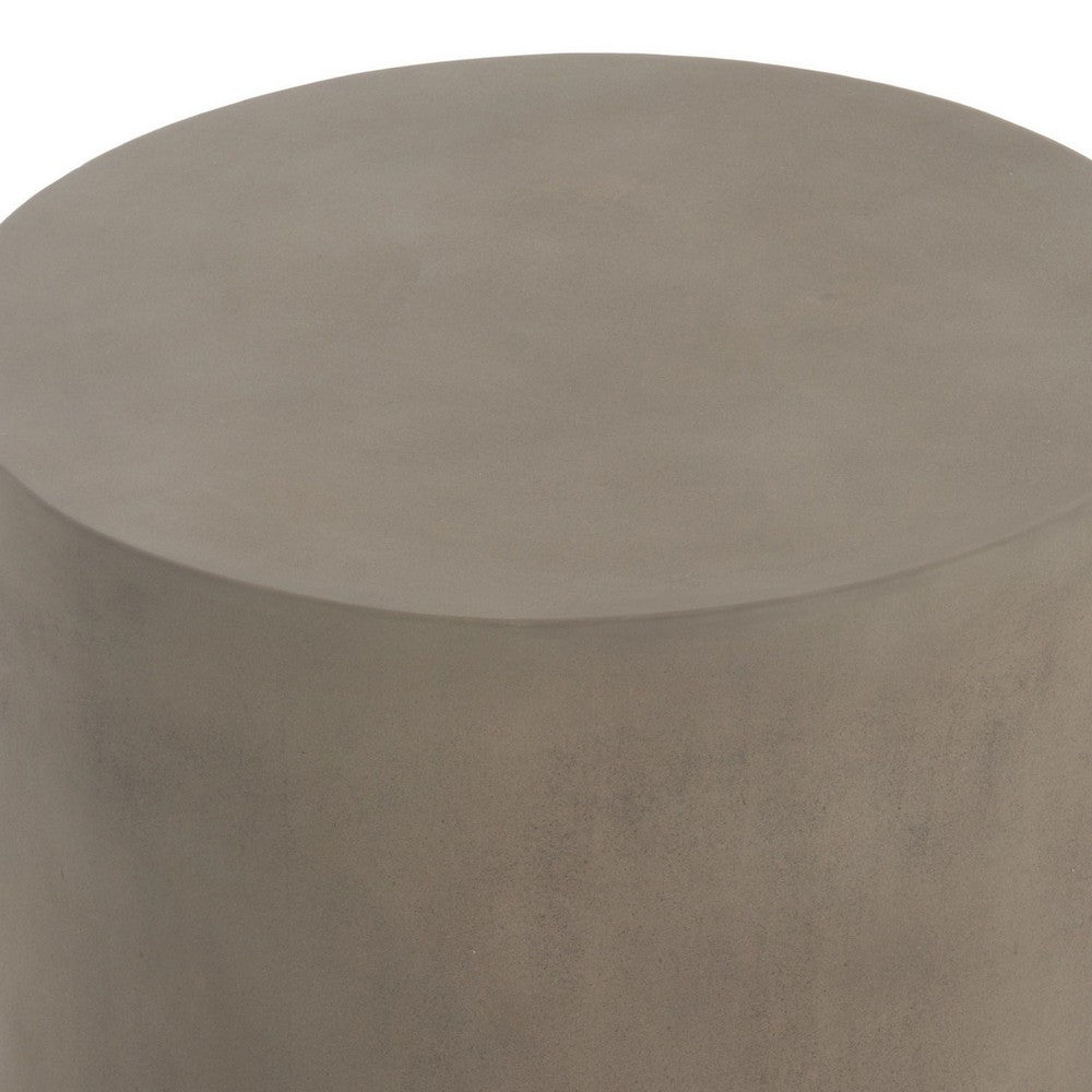 20 Inch Side End Table, Fiber Reinforced Gray Concrete, Modern Round  - BM317503