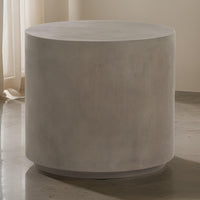 20 Inch Side End Table, Fiber Reinforced Gray Concrete, Modern Round  - BM317503