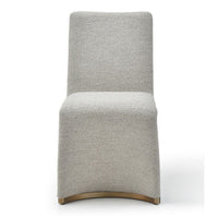 Rox Dining Chair Set of 2, Cushioned Gray Boucle Polyester, Brushed Gold - BM317504