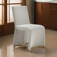 Rox Dining Chair Set of 2, Cushioned Gray Boucle Polyester, Brushed Gold - BM317504