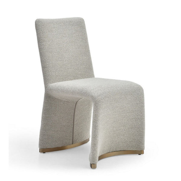 Rox Dining Chair Set of 2, Cushioned Gray Boucle Polyester, Brushed Gold - BM317504
