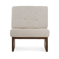 27 Inch Accent Chair, Cushioned Tufted Back, Open Panel Frame, Beige, Brown - BM317507