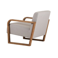 27 Inch Accent Chair, Cushioned Seat and Back, Beige Linen, Brown Wood - BM317508