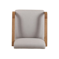 27 Inch Accent Chair, Cushioned Seat and Back, Beige Linen, Brown Wood - BM317508