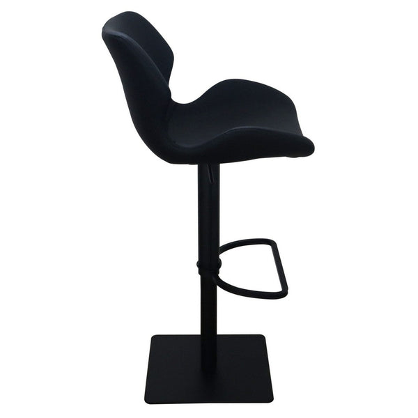 Barstool Chair, Adjustable 21-31 Inch Swivel Black Faux Leather Saddle Seat - BM317509