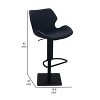 Barstool Chair, Adjustable 21-31 Inch Swivel Black Faux Leather Saddle Seat - BM317509