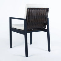 Eni Outdoor Dining Chair Set of 2, Cushioned Seat and Back, White, Black - BM317512
