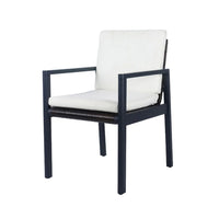 Eni Outdoor Dining Chair Set of 2, Cushioned Seat and Back, White, Black - BM317512