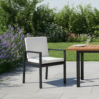Eni Outdoor Dining Chair Set of 2, Cushioned Seat and Back, White, Black - BM317512