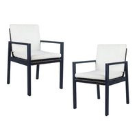 Eni Outdoor Dining Chair Set of 2, Cushioned Seat and Back, White, Black - BM317512