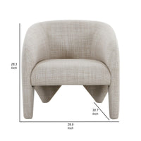 30 Inch Accent Chair, Polyester Blend Upholstery, Curved Design, Beige - BM317539