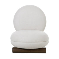 28 Inch Accent Chair, Off White Polyester, Modern Low Round Seat and Back - BM317542