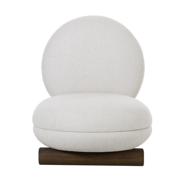 28 Inch Accent Chair, Off White Polyester, Modern Low Round Seat and Back - BM317542