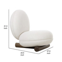 28 Inch Accent Chair, Off White Polyester, Modern Low Round Seat and Back - BM317542