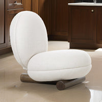 28 Inch Accent Chair, Off White Polyester, Modern Low Round Seat and Back - BM317542