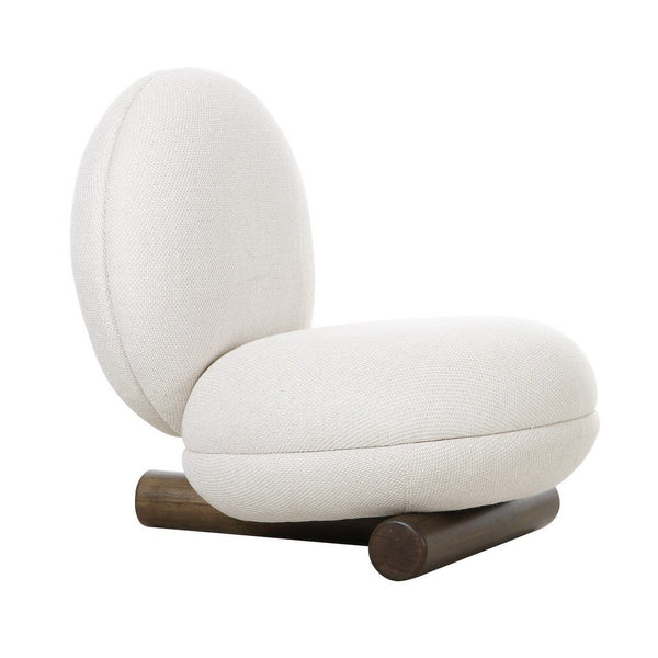 28 Inch Accent Chair, Off White Polyester, Modern Low Round Seat and Back - BM317542