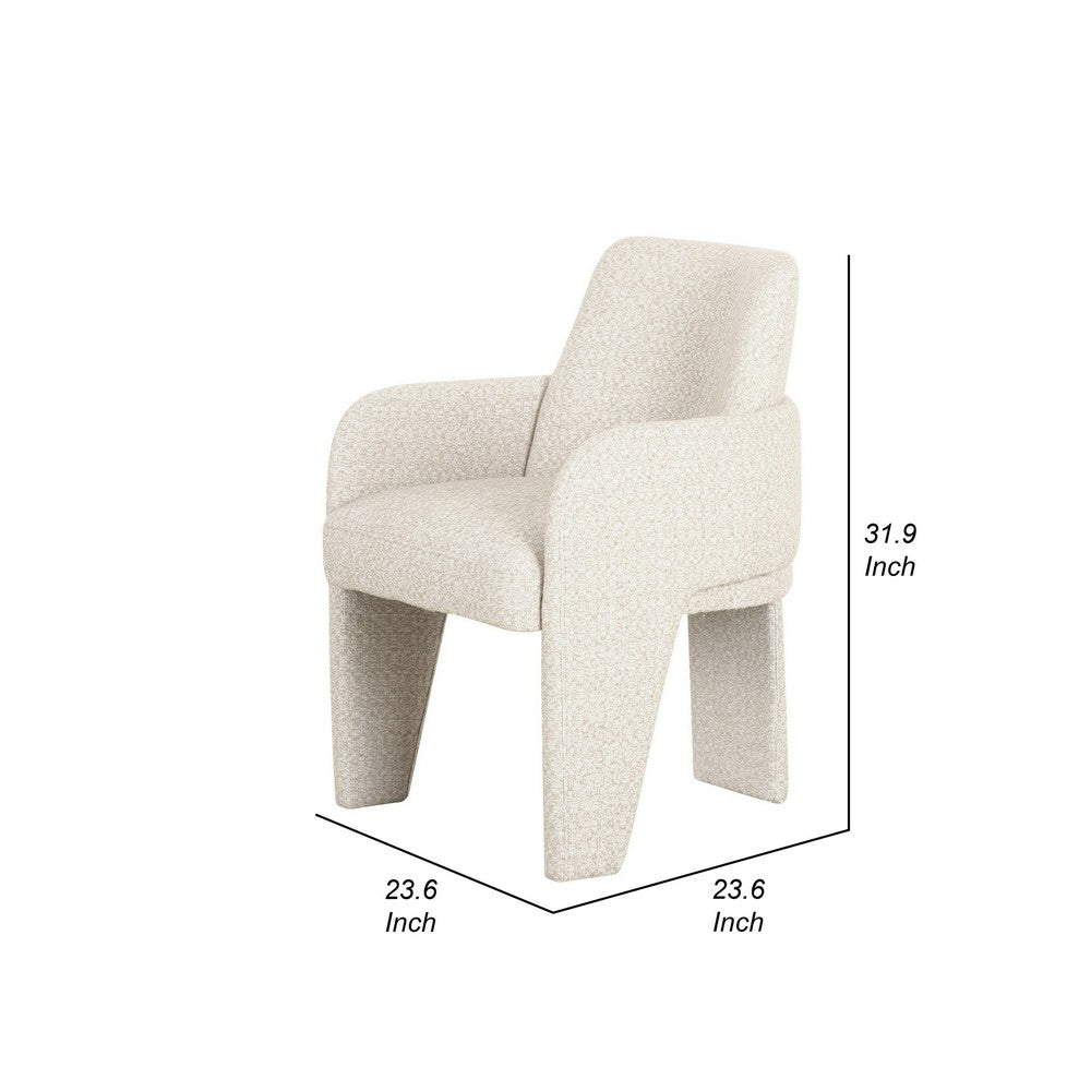 24 Inch Dining Chair, Windsor Back, 3 Panel Legs, Soft Beige Linen Fabric - BM317543