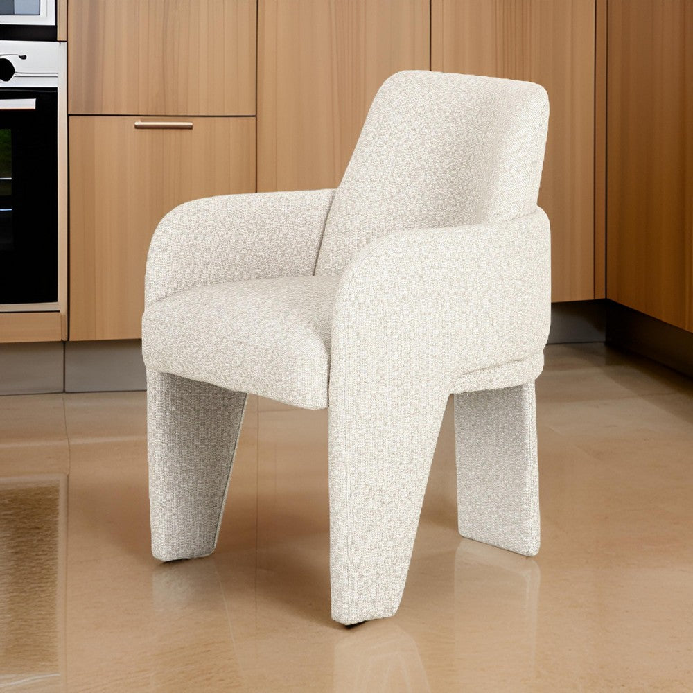 24 Inch Dining Chair, Windsor Back, 3 Panel Legs, Soft Beige Linen Fabric - BM317543