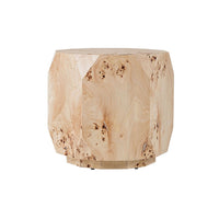 Cid Hy 22 Inch Side End Table, Burl Wood Veneer Drum, Natural Brown - BM317547