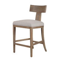 Cid Sten 27 Inch Counter Height Chair, T Shape Back, Beige Linen, Brown - BM317554