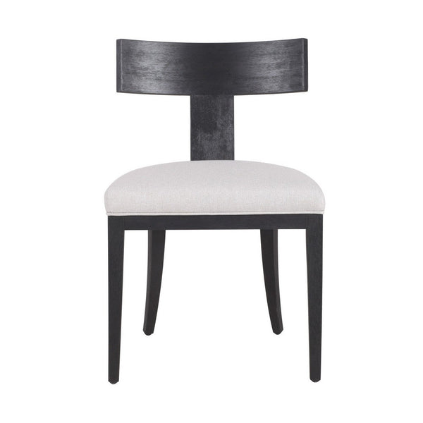 Cid Sten 21 Inch Dining Chair Set of 2, T Shape Back, Beige Linen, Black - BM317555