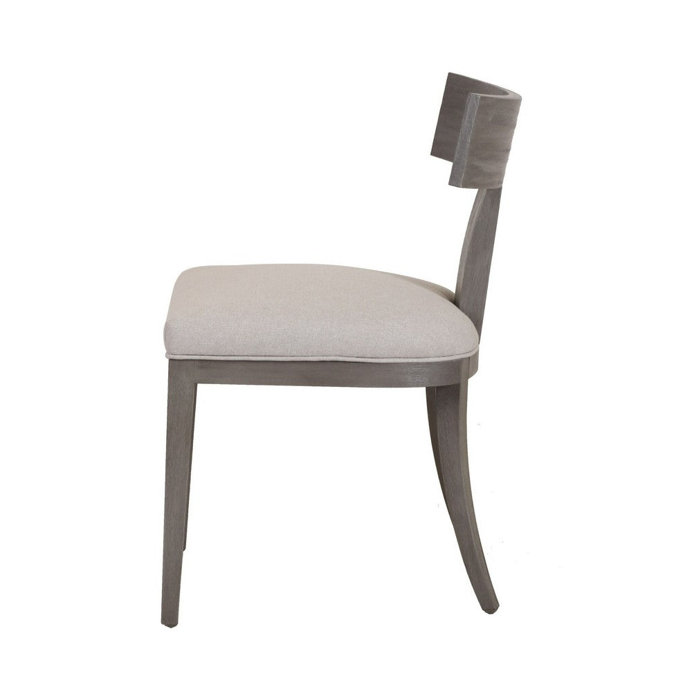 Cid Sten 21 Inch Dining Chair Set of 2, T Shape Back, Beige Linen, Gray - BM317556