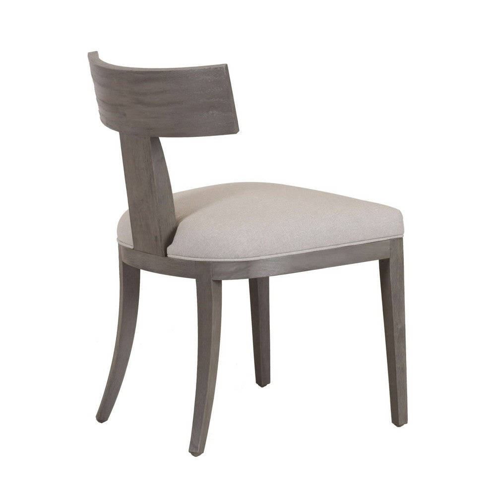 Cid Sten 21 Inch Dining Chair Set of 2, T Shape Back, Beige Linen, Gray - BM317556