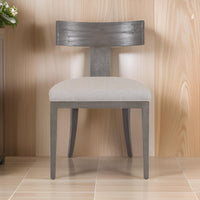 Cid Sten 21 Inch Dining Chair Set of 2, T Shape Back, Beige Linen, Gray - BM317556