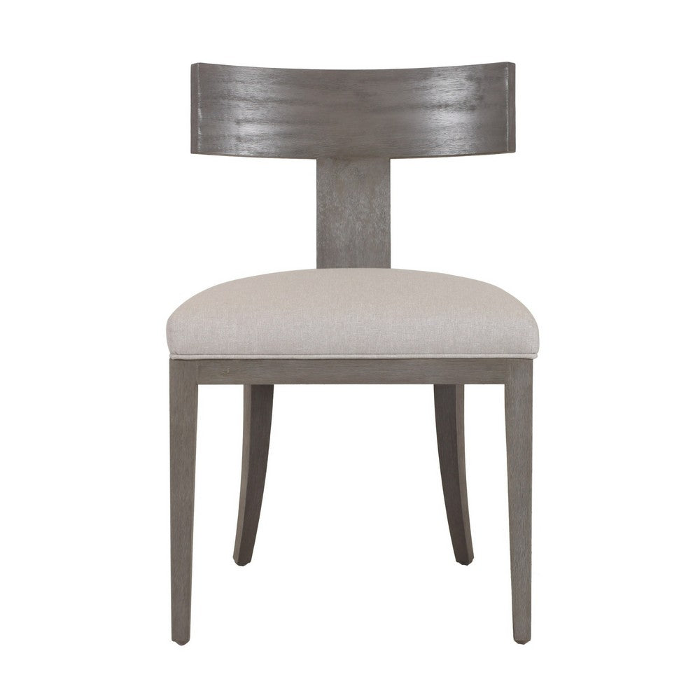 Cid Sten 21 Inch Dining Chair Set of 2, T Shape Back, Beige Linen, Gray - BM317556